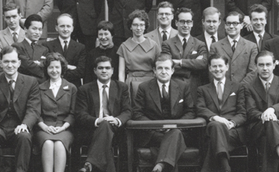 Barbara Boucher with colleagues, standing fifth from left, c1958.