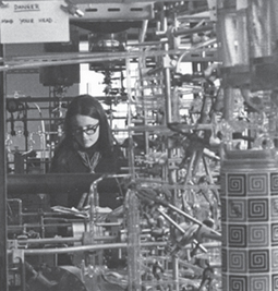 QMC Physical Chemistry student examining free radicals using mass spectrometry, 1979.