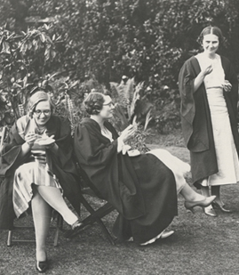 Westfield College students enjoying leisure time outdoors, c1930.