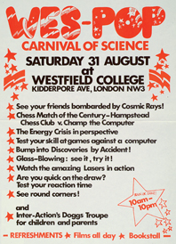 Click to enlarge: Westfield College 'WES-POP' Carnival of Science, 1974.