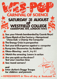 Click to enlarge: Westfield College 'WES-POP' Carnival of Science, 1974.