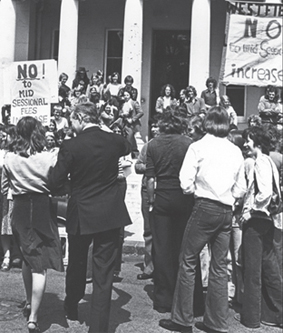 Westfield students protest against fees, 1973.